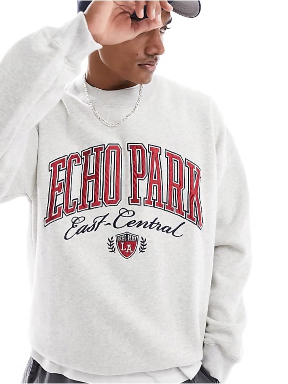 Abercrombie & Fitch Light Gray Crewneck Sweatshirt with Red Echo Park Graphic